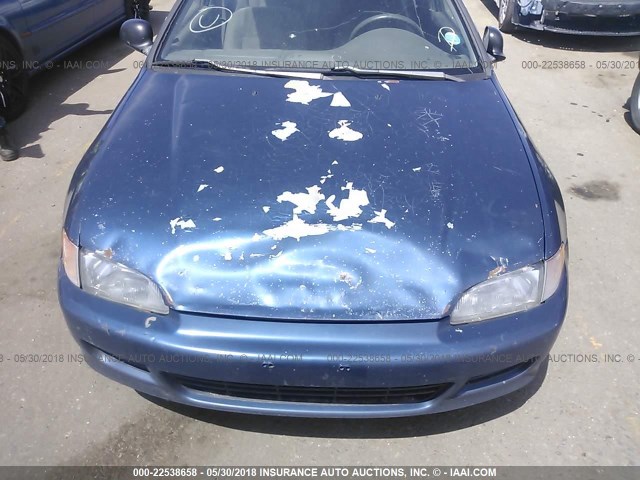 2HGEH2363RH520052 - 1994 HONDA CIVIC DX BLUE photo 6