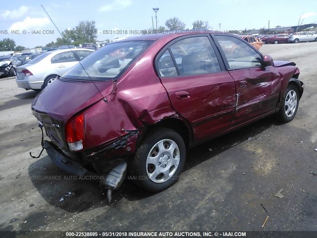 KMHDN45D93U639914 - 2003 HYUNDAI ELANTRA GLS/GT RED photo 4