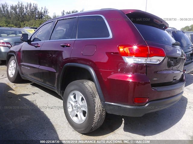 1C4RJEAG7GC307266 - 2016 JEEP GRAND CHEROKEE LAREDO BURGUNDY photo 3