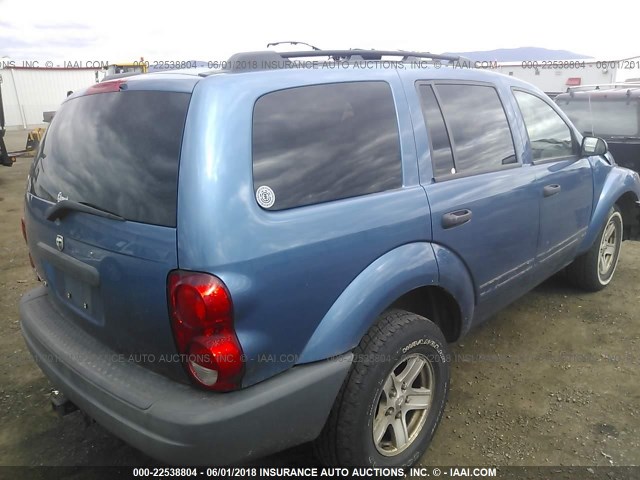 1D4HB38N36F156640 - 2006 DODGE DURANGO SXT BLUE photo 4