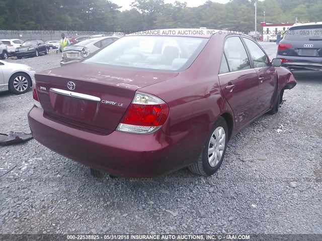 4T1BE32K05U096959 - 2005 TOYOTA CAMRY LE/XLE/SE მუქწითელი ფოტო 4