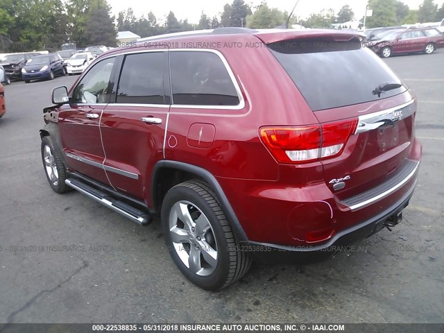 1J4RR6GTXBC607731 - 2011 JEEP GRAND CHEROKEE OVERLAND RED photo 3