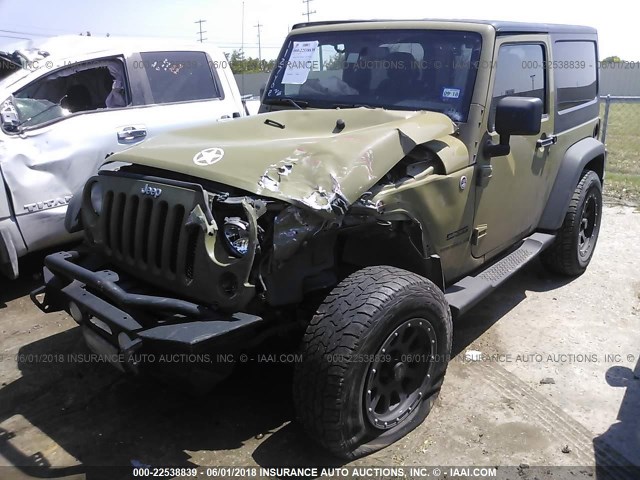 1C4AJWAG6DL600669 - 2013 JEEP WRANGLER SPORT GREEN photo 2