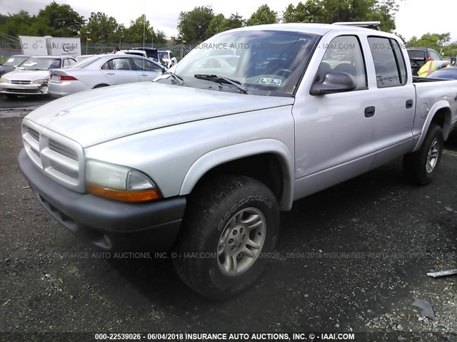 1D7HG38X73S288700 - 2003 DODGE DAKOTA QUAD SPORT SILVER photo 2