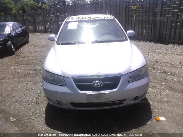 5NPEU46F46H090732 - 2006 HYUNDAI SONATA GLS/LX SILVER photo 6