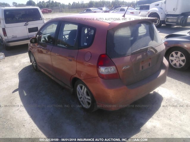 JHMGD386X8S059052 - 2008 HONDA FIT SPORT ORANGE photo 3