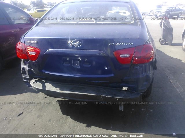 KMHDU46D77U268288 - 2007 HYUNDAI ELANTRA GLS/SE/LIMITED Dark Blue photo 6