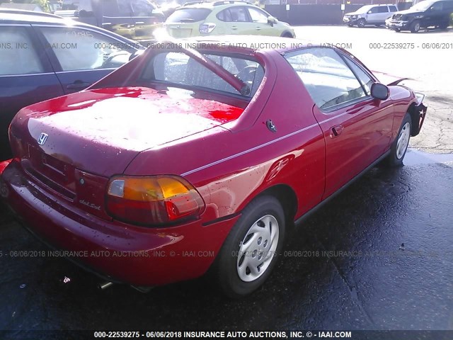 JHMEG124XSS001749 - 1995 HONDA CIVIC DEL SOL S RED photo 4