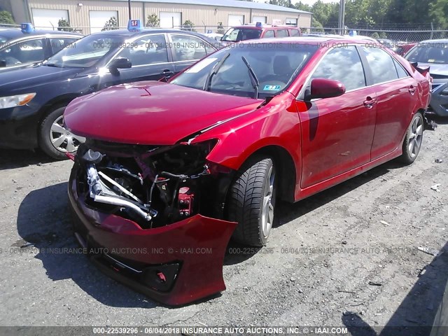 4T1BF1FK3EU870276 - 2014 TOYOTA CAMRY L/SE/LE/XLE RED photo 2