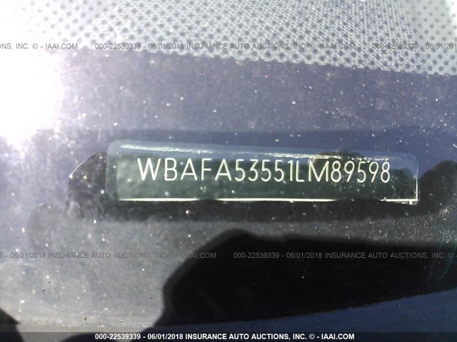 WBAFA53551LM89598 - 2001 BMW X5 3.0I BLACK photo 9