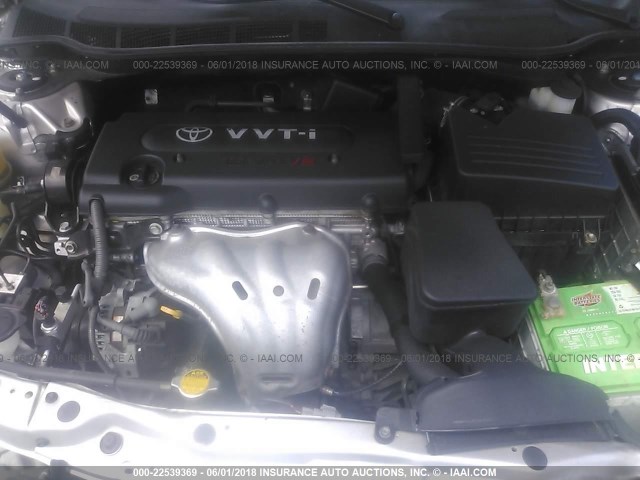 4T1BE46K98U247608 - 2008 TOYOTA CAMRY CE/LE/XLE/SE SILVER photo 10