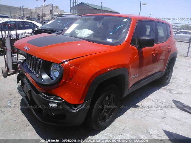 ZACCJBAT3GPC56345 - 2016 JEEP RENEGADE SPORT Նարնջագույն լուսանկար 2