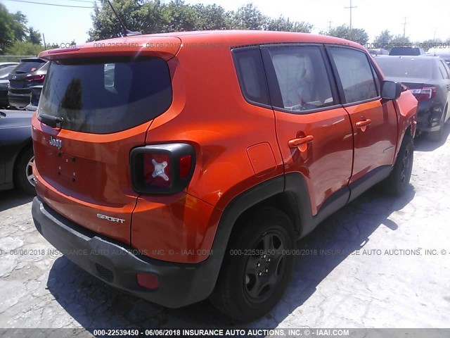 ZACCJBAT3GPC56345 - 2016 JEEP RENEGADE SPORT Նարնջագույն լուսանկար 4