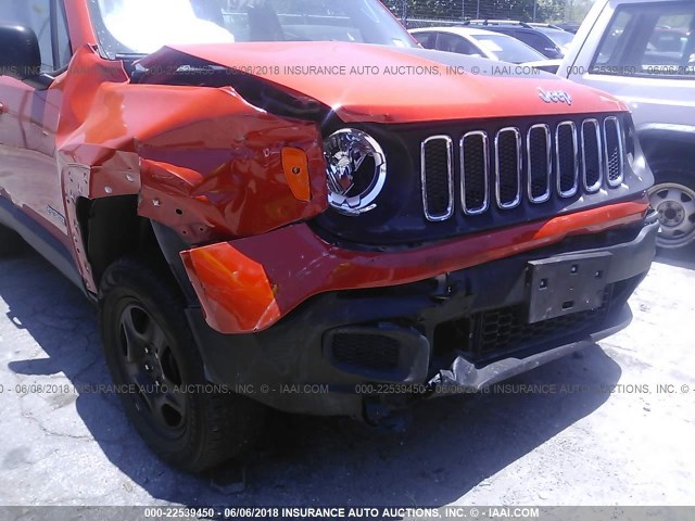 ZACCJBAT3GPC56345 - 2016 JEEP RENEGADE SPORT Նարնջագույն լուսանկար 6