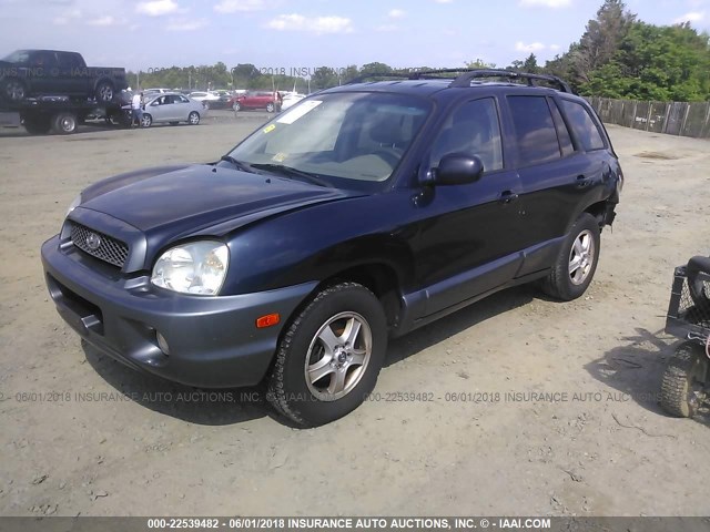 KM8SC73D24U845319 - 2004 HYUNDAI SANTA FE GLS/LX BLUE photo 2