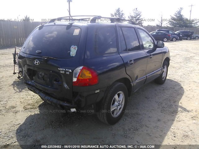 KM8SC73D24U845319 - 2004 HYUNDAI SANTA FE GLS/LX BLUE photo 4