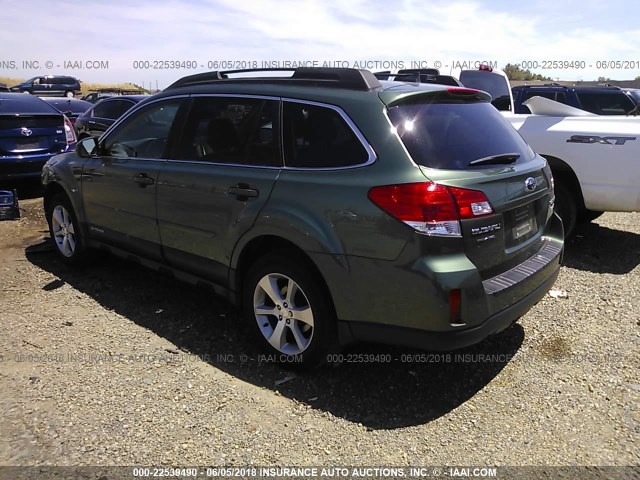 4S4BRBPC3D3311335 - 2013 SUBARU OUTBACK 2.5I LIMITED GREEN photo 3
