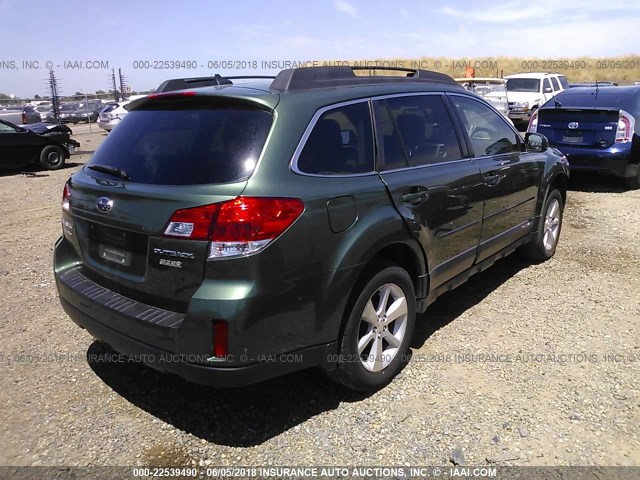 4S4BRBPC3D3311335 - 2013 SUBARU OUTBACK 2.5I LIMITED GREEN photo 4