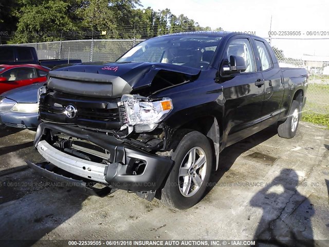 5TFRU5F13EX032674 - 2014 TOYOTA TUNDRA DOUBLE CAB SR/SR5 BLACK photo 2