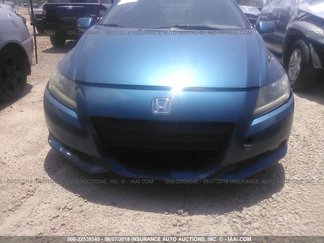 JHMZF1C61BS012997 - 2011 HONDA CR-Z EX BLUE photo 6