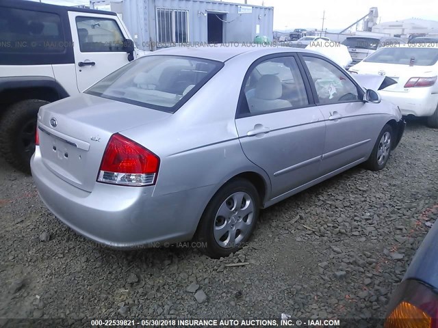 KNAFE121385504190 - 2008 KIA SPECTRA EX/LX/SX SILVER photo 4