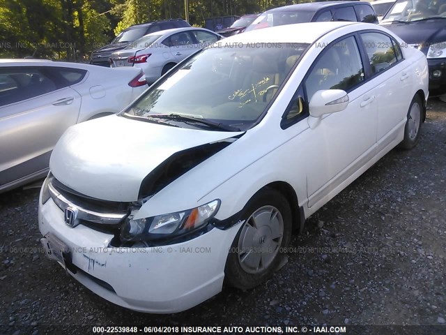 JHMFA36208S030678 - 2008 HONDA CIVIC HYBRID WHITE photo 2