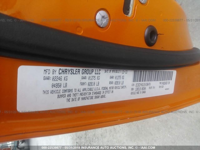 2C3CDYAG1EH196470 - 2014 DODGE CHALLENGER SXT ORANGE photo 9