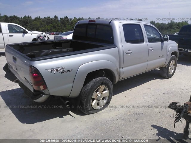 5TEJU62N46Z303277 - 2006 TOYOTA TACOMA DOUBLE CAB PRERUNNER SILVER photo 4