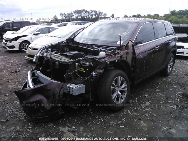 5TDZKRFH3FS111232 - 2015 TOYOTA HIGHLANDER LE/LE PLUS MAROON photo 2