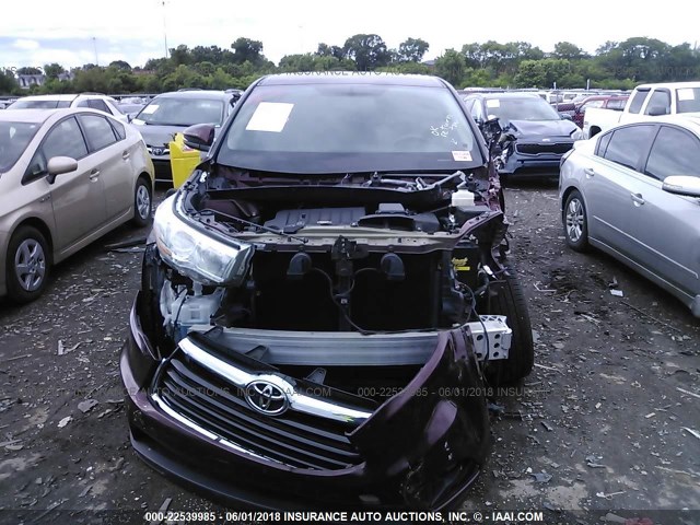 5TDZKRFH3FS111232 - 2015 TOYOTA HIGHLANDER LE/LE PLUS MAROON photo 6