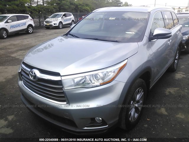 5TDJKRFH5FS215508 - 2015 TOYOTA HIGHLANDER XLE ვერცხლისფერი ფოტო 2