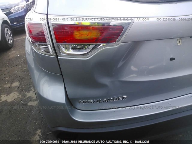 5TDJKRFH5FS215508 - 2015 TOYOTA HIGHLANDER XLE SILVER photo 6