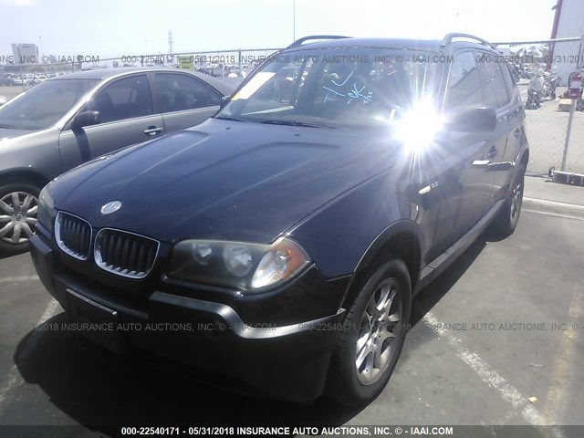 WBXPA73445WC48782 - 2005 BMW X3 2.5I BLACK photo 2