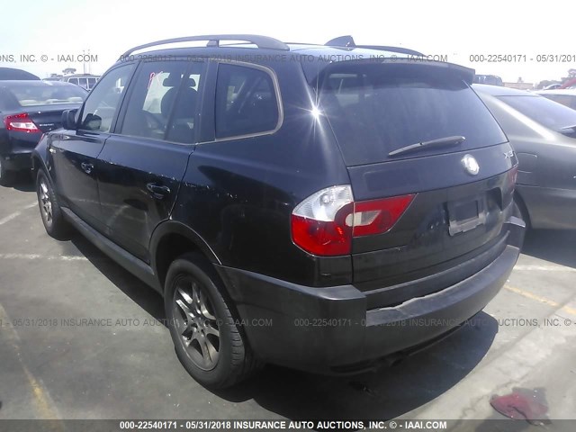 WBXPA73445WC48782 - 2005 BMW X3 2.5I BLACK photo 3
