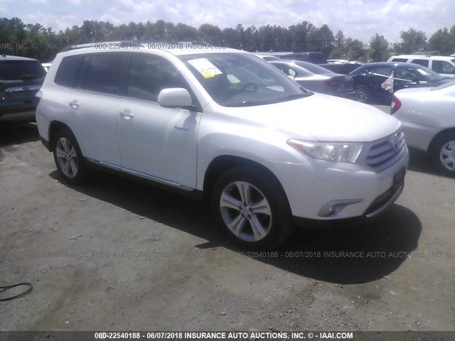 5TDDK3EH2DS222781 - 2013 TOYOTA HIGHLANDER LIMITED WHITE photo 1