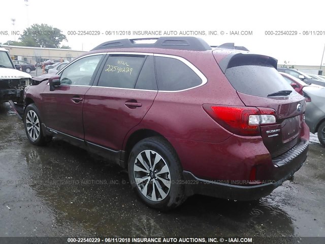4S4BSENC0H3244644 - 2017 SUBARU OUTBACK 3.6R LIMITED MAROON photo 3