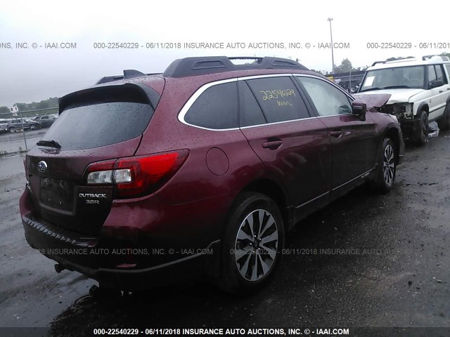 4S4BSENC0H3244644 - 2017 SUBARU OUTBACK 3.6R LIMITED MAROON photo 4