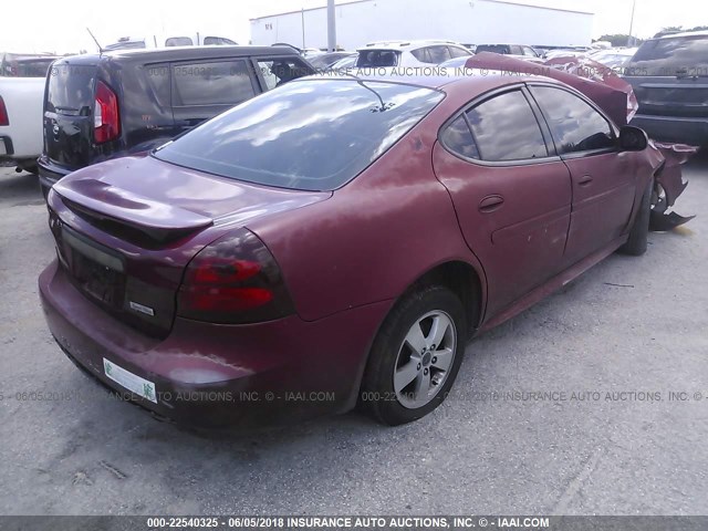 2G2WP522X51195266 - 2005 PONTIAC GRAND PRIX BURGUNDY photo 4