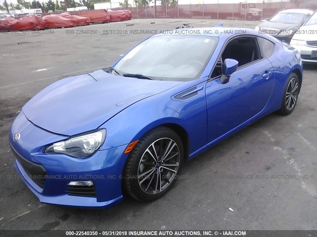 JF1ZCAB13F9602637 - 2015 SUBARU BRZ 2.0 PREMIUM BLUE photo 2