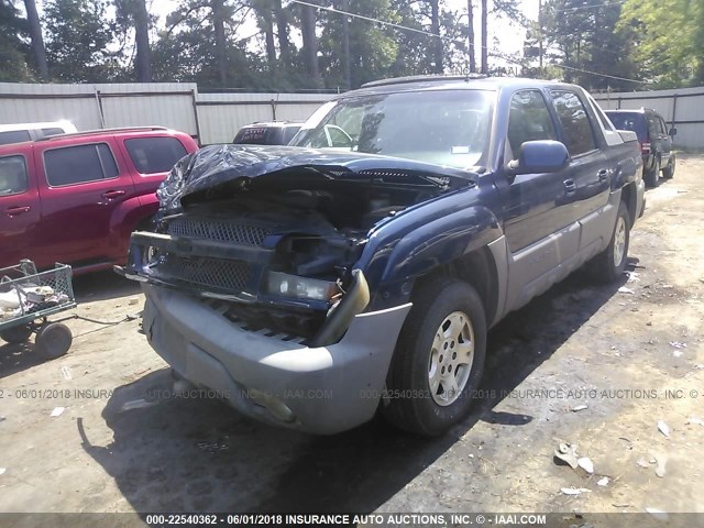 3GNEC13T22G141652 - 2002 CHEVROLET AVALANCHE C1500 BLUE photo 2