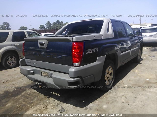 3GNEC13T22G141652 - 2002 CHEVROLET AVALANCHE C1500 BLUE photo 4