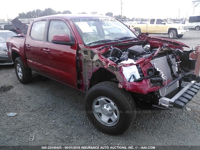 5TFAX5GN8JX109250 - 2018 TOYOTA Tacoma DOUBLE CAB/SR/SR5 RED photo 1