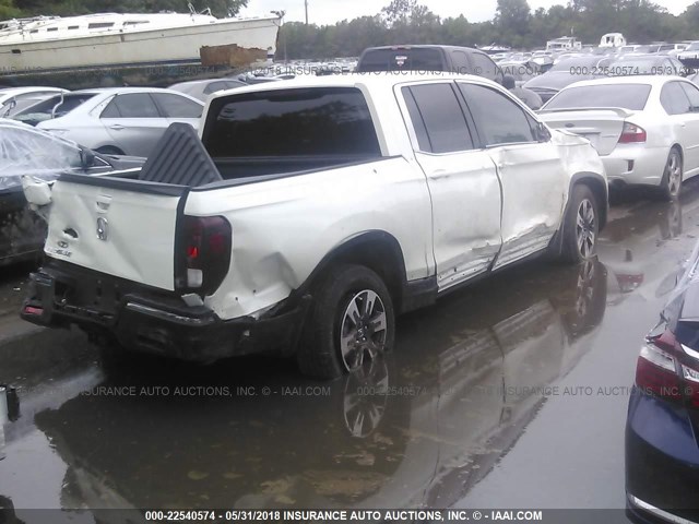 5FPYK2F6XJB001543 - 2018 HONDA RIDGELINE RTL WHITE photo 4