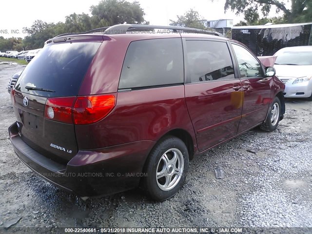 5TDZA23C66S513703 - 2006 TOYOTA SIENNA CE/LE BURGUNDY photo 4