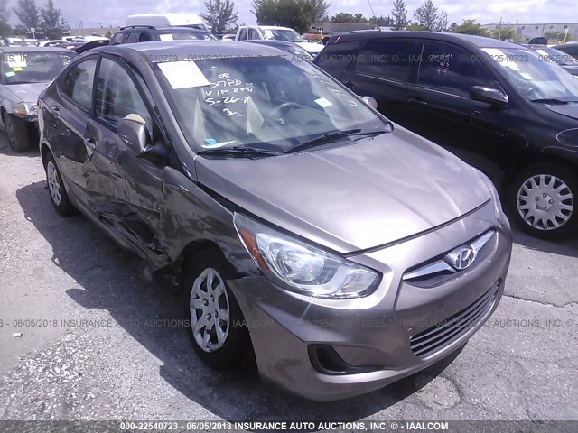 KMHCT4AE0DU478791 - 2013 HYUNDAI ACCENT GLS/GS TAN photo 1