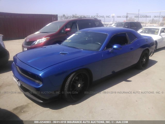 2C3CDYAG2CH268614 - 2012 DODGE CHALLENGER SXT BLUE photo 2