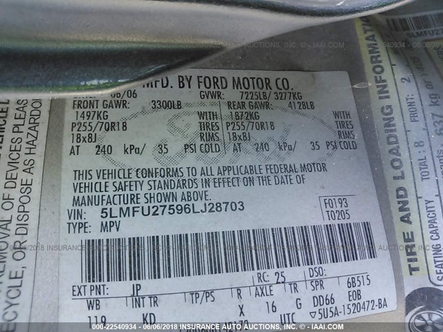 5LMFU27596LJ28703 - 2006 LINCOLN NAVIGATOR Gri fotoğraf 9