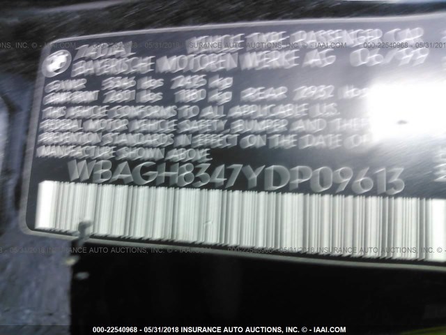 WBAGH8347YDP09613 - 2000 BMW 740 IL BLACK photo 9