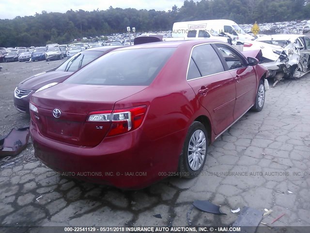 4T4BF1FK3DR282981 - 2013 TOYOTA CAMRY L/SE/LE/XLE RED photo 4