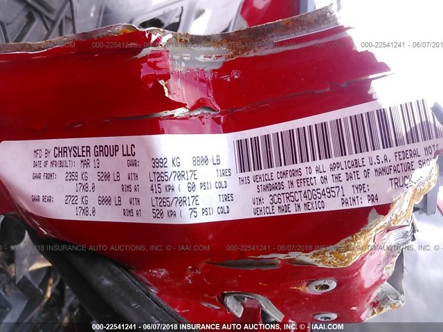 3C6TR5CT4DG549571 - 2013 RAM 2500 ST RED photo 9